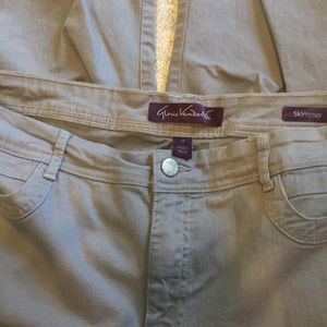 Light grey capris w/ designed buttons on leg